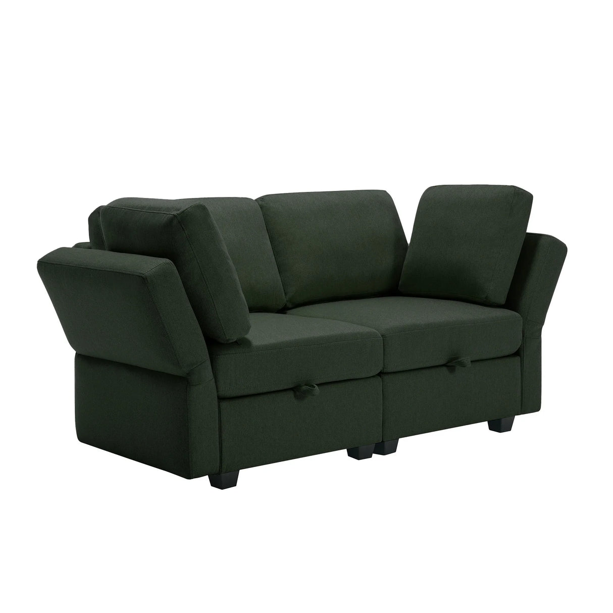 2 Pc Living room Set With Hidden Storage Under Seat and Adjustable Arms and Backs - Green - Furniture Home Direct
