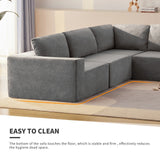 L Shaped Modular Sectional Sofa With Wide Seats Gray - Furniture Home Direct
