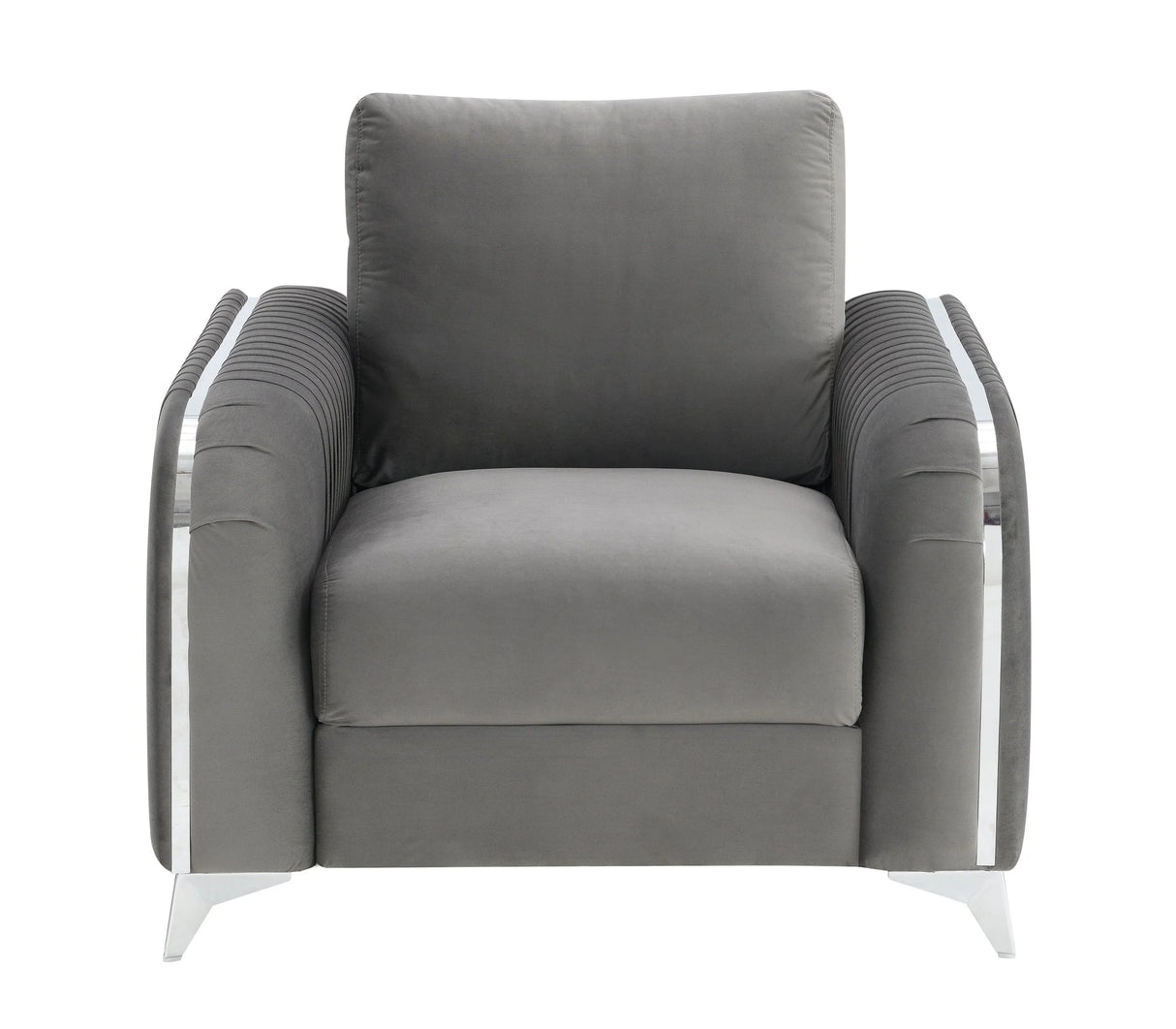 Wenona Gray Velvet 3Pcs Living Room Set (Sofa, Loveseat, Chair) - Furniture Home Direct