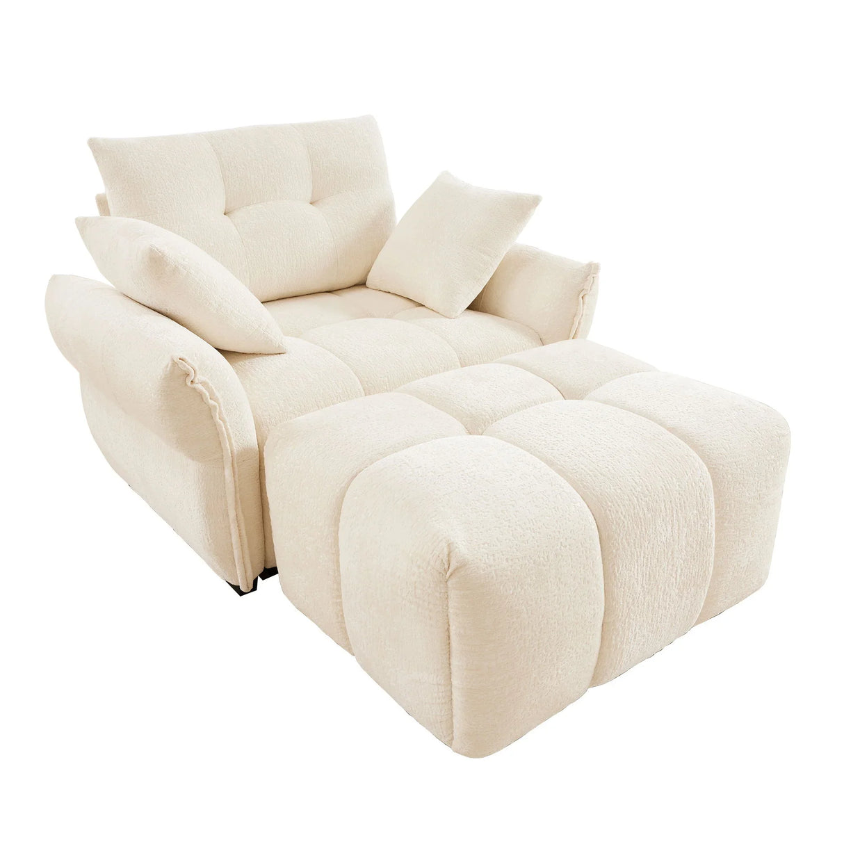 Ergonomic Single Seater Sofa With Ottoman, High Resilience Support Cushions - Furniture Home Direct