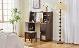 Vanity Desk With Hutch Mirror Storage And Drawers Walnut - Furniture Home Direct