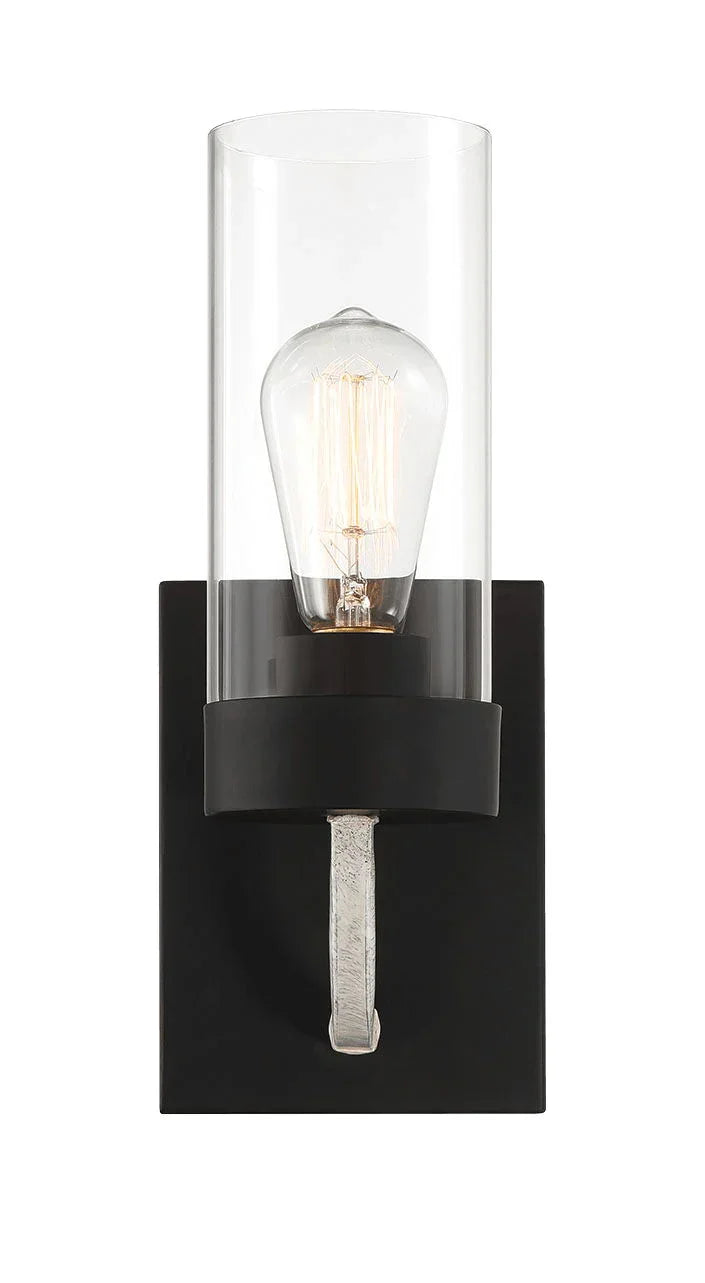 Zephyr - Single Light Sconce - Black / Clear - Furniture Home Direct