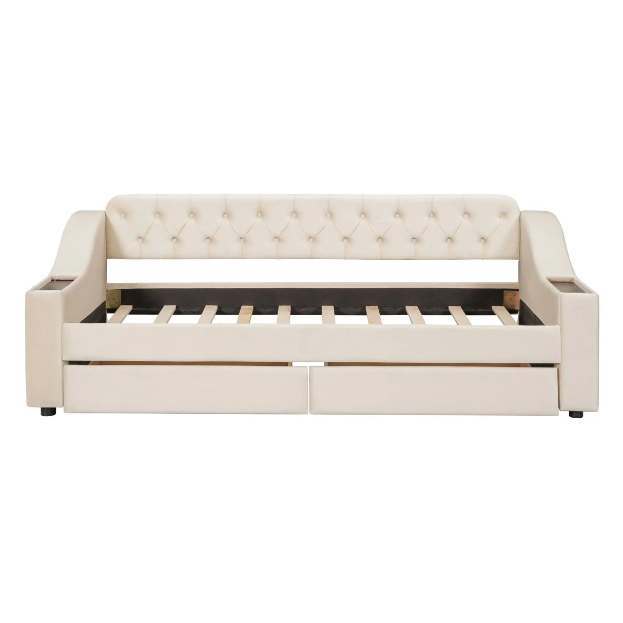 Upholstered Daybed With Storage Armrests And USB Port - Furniture Home Direct