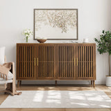 Grille Striped Sideboard Buffet Cabinet With Storage - Furniture Home Direct