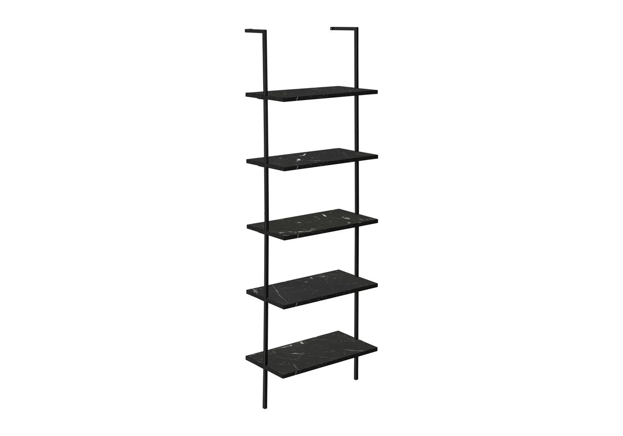 Bookshelf, Bookcase, Etagere, Ladder, 5 Tier, For Office, Marble Look Contemporary & Modern - Furniture Home Direct