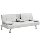 Futon Sofa Bed With Armrest Two Holders Wood Frame, Stainless Leg - Furniture Home Direct