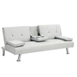 Futon Sofa Bed With Armrest Two Holders Wood Frame, Stainless Leg - Furniture Home Direct