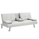 Futon Sofa Bed With Armrest Two Holders Wood Frame, Stainless Leg - Furniture Home Direct