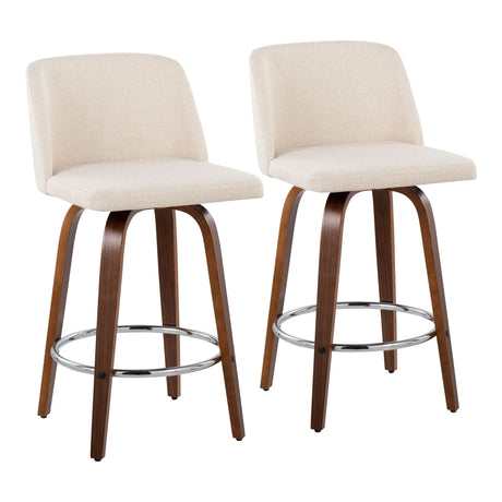 Toriano - Mid-Century Modern Fixed Height Counter Stool With Round Footrest (Set of 2) - Furniture Home Direct