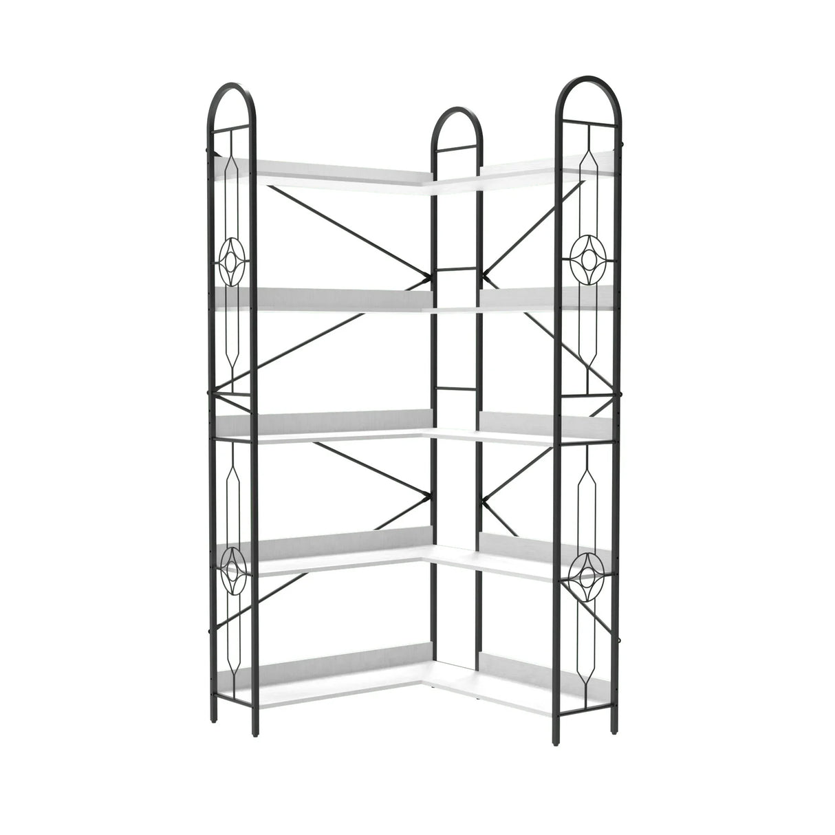 Industrial Style Corner Bookshelf With Thickened Iron Frame - Furniture Home Direct