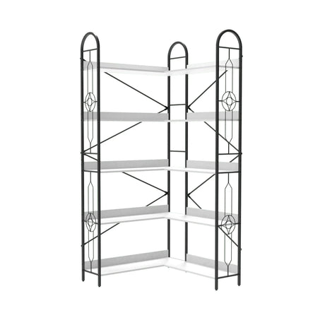 Industrial Style Corner Bookshelf With Thickened Iron Frame - Furniture Home Direct
