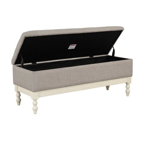 Tufted Storage Bench With Soft Close Lid - Light Gray / Cream - Furniture Home Direct