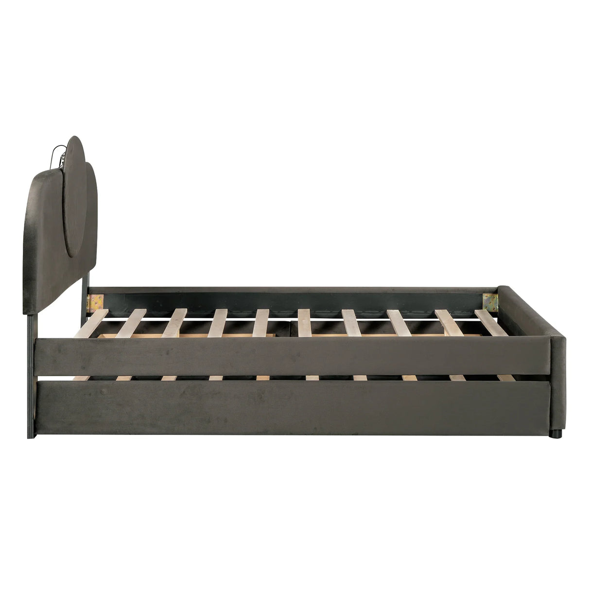 Platform Bed Upholstered With Storage Drawers Trundle Gray - Furniture Home Direct