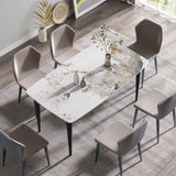 Modern Artificial Stone Pandora Curved Leg Dining Table 6 People - Antique White - Furniture Home Direct