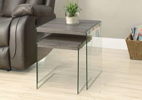 Accent Nesting Table Clear Tempered Glass For Living Room (Set of 2) - Furniture Home Direct