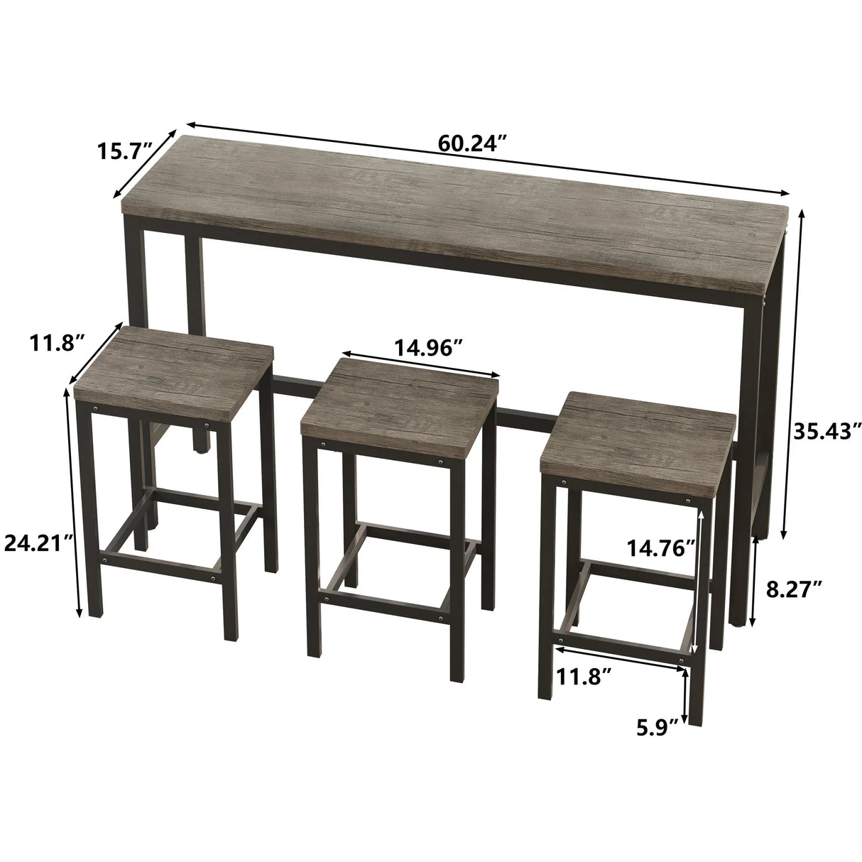 Modern Design Long Dining Table Set With 3 Stools - Furniture Home Direct