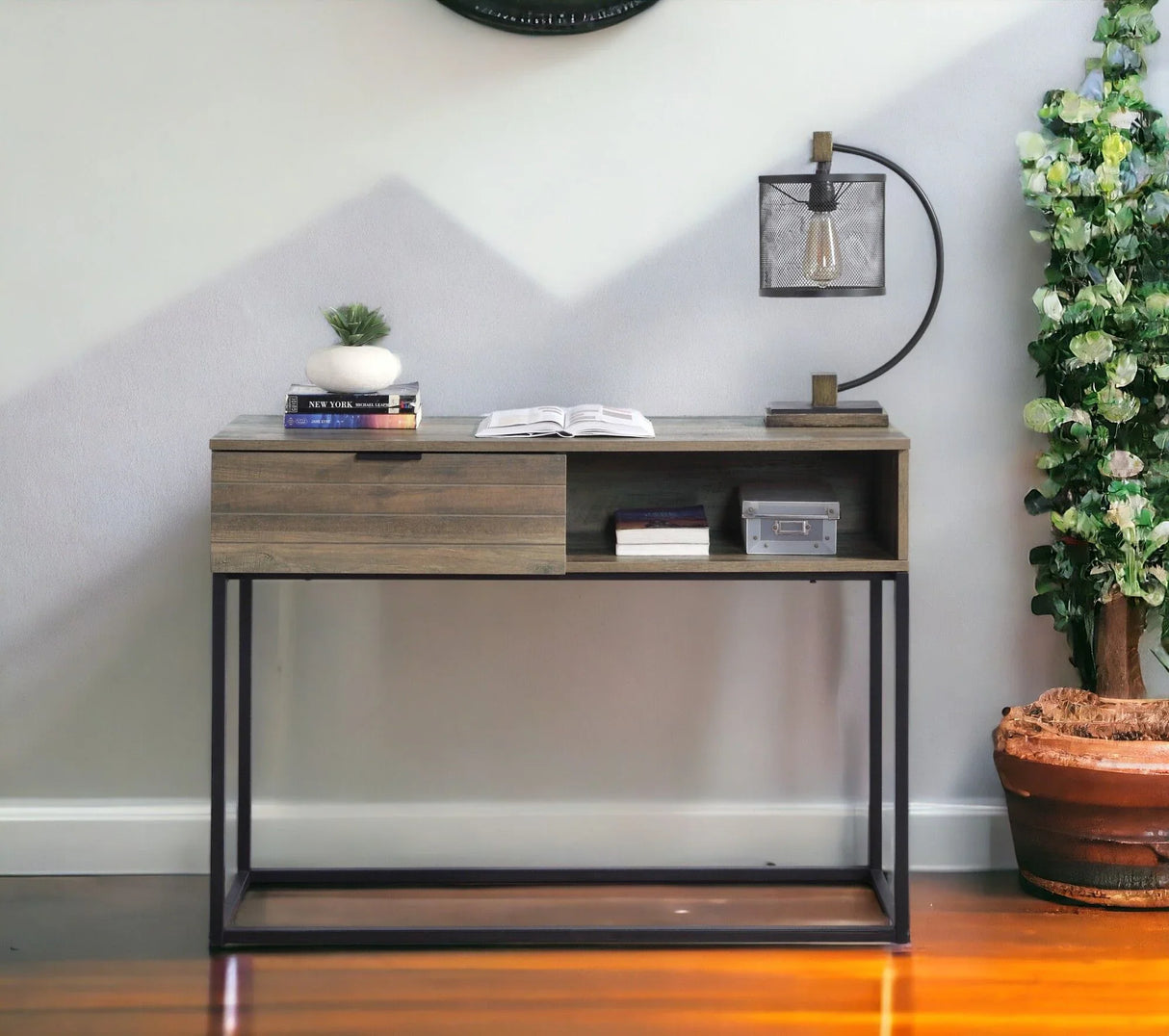 Galeno - Legs Writing Desk - Rustic Oak / Black - Furniture Home Direct