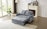 Sleeper Sofa With Adjustable Backrest, Two Cup Holders, Phone Holder, Three Charging Ports And Side Storage Pockets - Gray - Furniture Home Direct