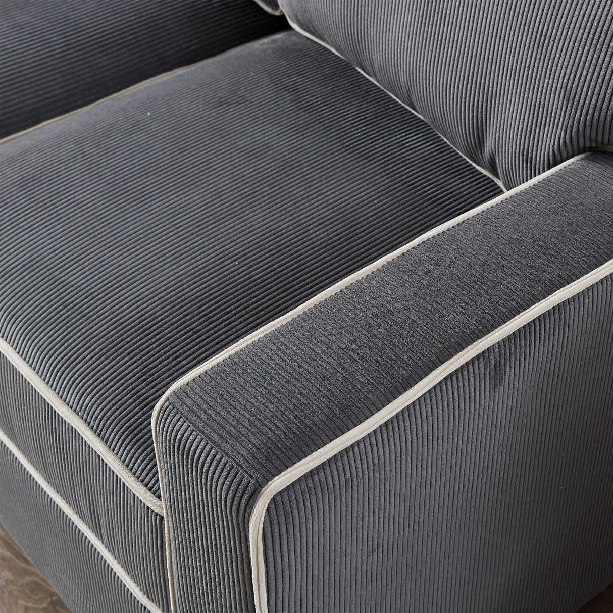 Corduroy Living Room Set Including Sofa and Love Seat - Dark Grey - Furniture Home Direct