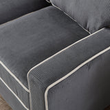 Corduroy Living Room Set Including Sofa and Love Seat - Dark Grey - Furniture Home Direct