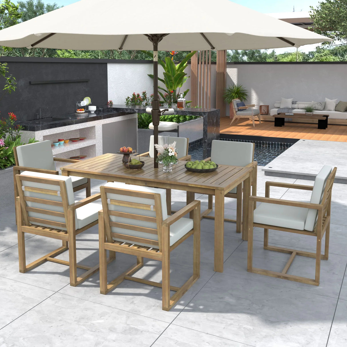 Patio Dining Set Outdoor Dining Table And Chair Set With And Removable Cushions For Patio - Furniture Home Direct