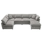 Modern Modular Cloud Sofa Bed, 6 Seat Chenille Sectional Couch Set With Ottoman, Free Combination, Convertible U Shaped Sleeper Sofa For Living Room - Furniture Home Direct