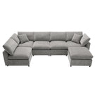 Modern Modular Cloud Sofa Bed, 6 Seat Chenille Sectional Couch Set With Ottoman, Free Combination, Convertible U Shaped Sleeper Sofa For Living Room - Furniture Home Direct