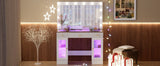Vanity Desk With Large Mirror And Hollywood Bulbs White - Furniture Home Direct