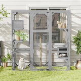 Outdoor Cat House, Diy Cat Enclosure Catio With Double Enter Doors - Furniture Home Direct