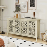 Hollowed Out Cabinet With 4 Doors, American Furniture, Suitable For Bedroom, Living Room, Study - Natural - Furniture Home Direct