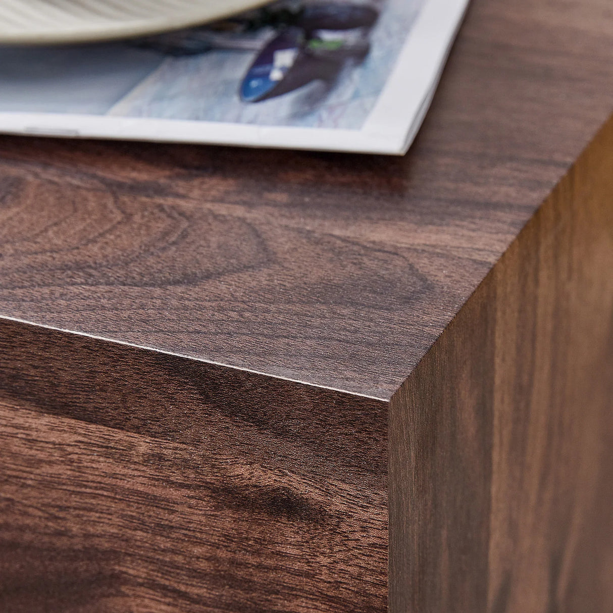Coffee Table Modern Wood Grain Rectangular Finish Walnut - Furniture Home Direct