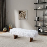 Henley - Fur Bench - White Khaki - Furniture Home Direct