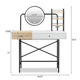 Vanity Desk With Lighted Round Mirror and Storage White - Furniture Home Direct