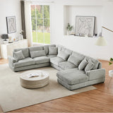 Sectional Sofa Oversized U Shaped Corduroy Fabric Gray - Furniture Home Direct