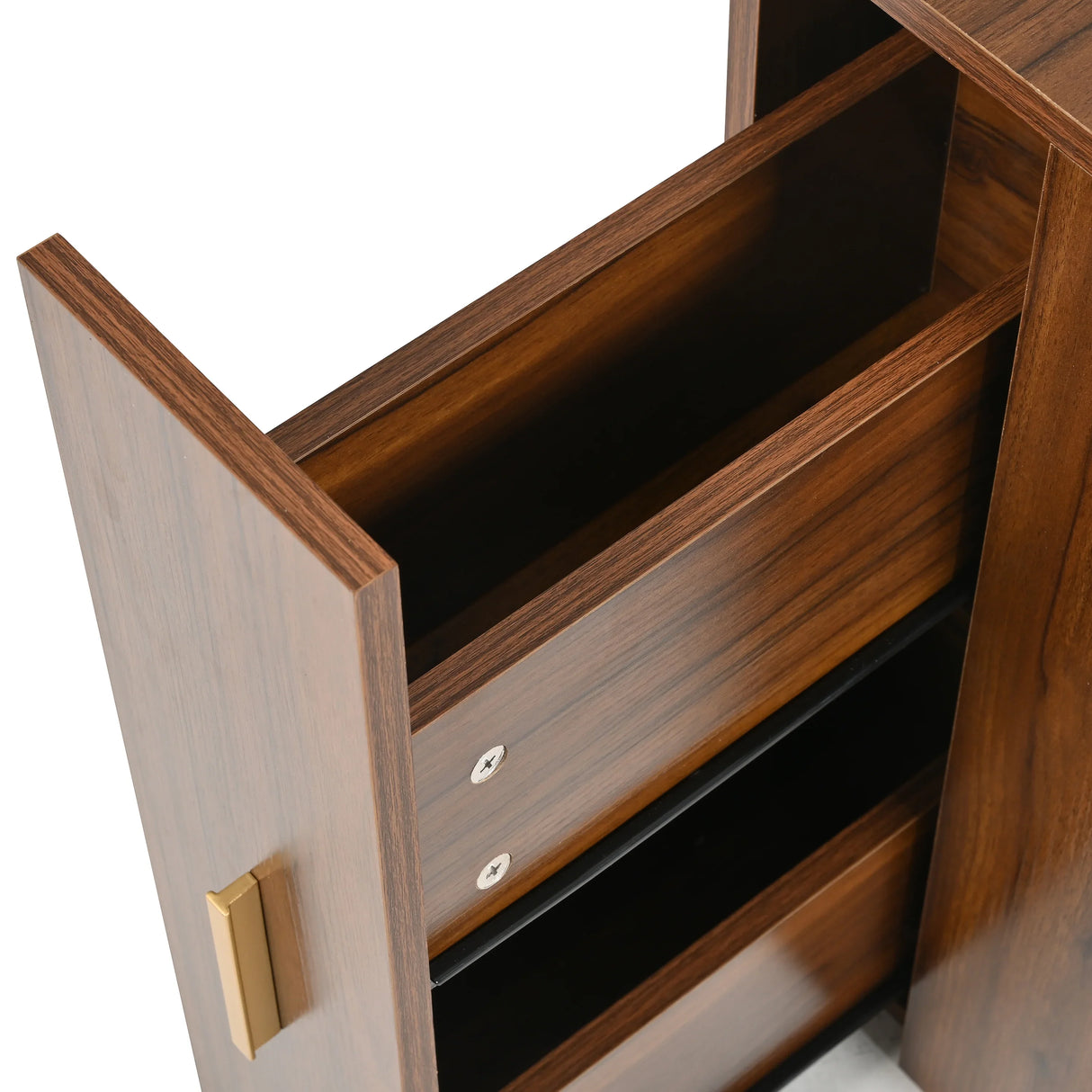 Vanity Desk With Mirror And LED Lights Elegant Walnut - Furniture Home Direct