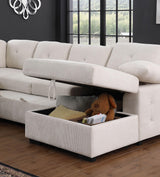 Nyhan - Upholstered Corner Sectional With Pull Out Loveseat And Storaged Chaise - Furniture Home Direct