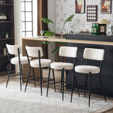 Modern Teddy Fabric Upholstered Bar Stools - Black Legs - Furniture Home Direct