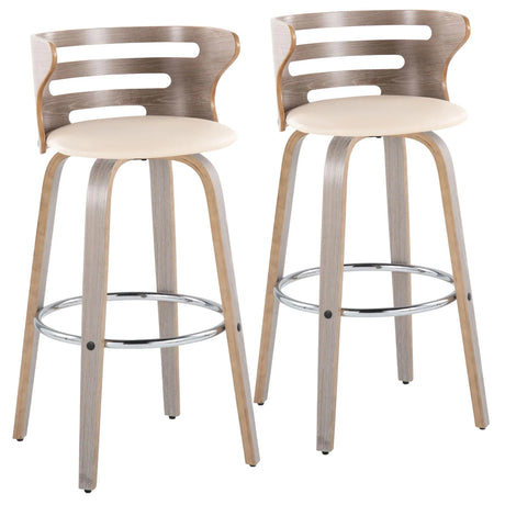 Cosini - Mid Century Modern Fixed Height, Barstool With Swivel With Round Footrest (Set of 2) - Furniture Home Direct