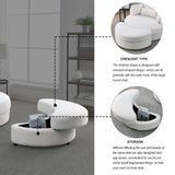 Linen Barrel Swivel Chair With Storage Ottoman - Furniture Home Direct
