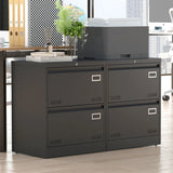 2 Drawer Metal Lateral File Cabinet With Lock, Office Vertical Files Cabinet For Home Office, Locking Metal File Cabinet - Black - Furniture Home Direct