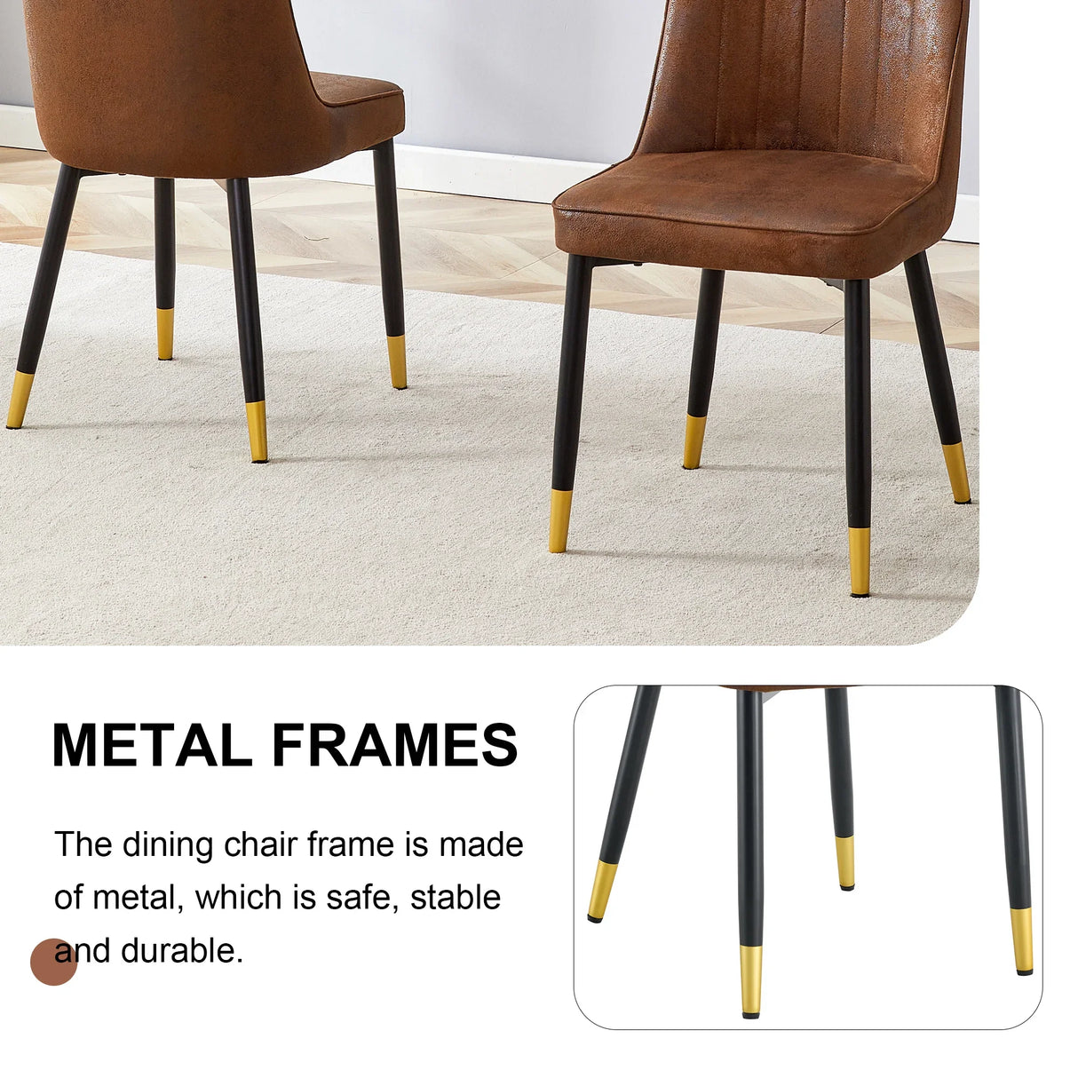 Set Of 8 Brown Faux Suede Velvet Dining Chair Set - Brown - Furniture Home Direct