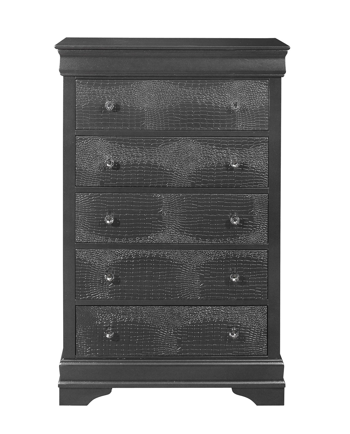 Queen Bedroom Set Modern Solid Wood 5 Piece Metallic Gray - Furniture Home Direct