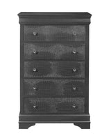 Queen Bedroom Set Modern Solid Wood 5 Piece Metallic Gray - Furniture Home Direct