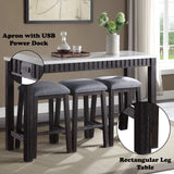Necalli - Marble Top Weathered 4 Piece Pack Counter Height Table Set - Espresso - Furniture Home Direct