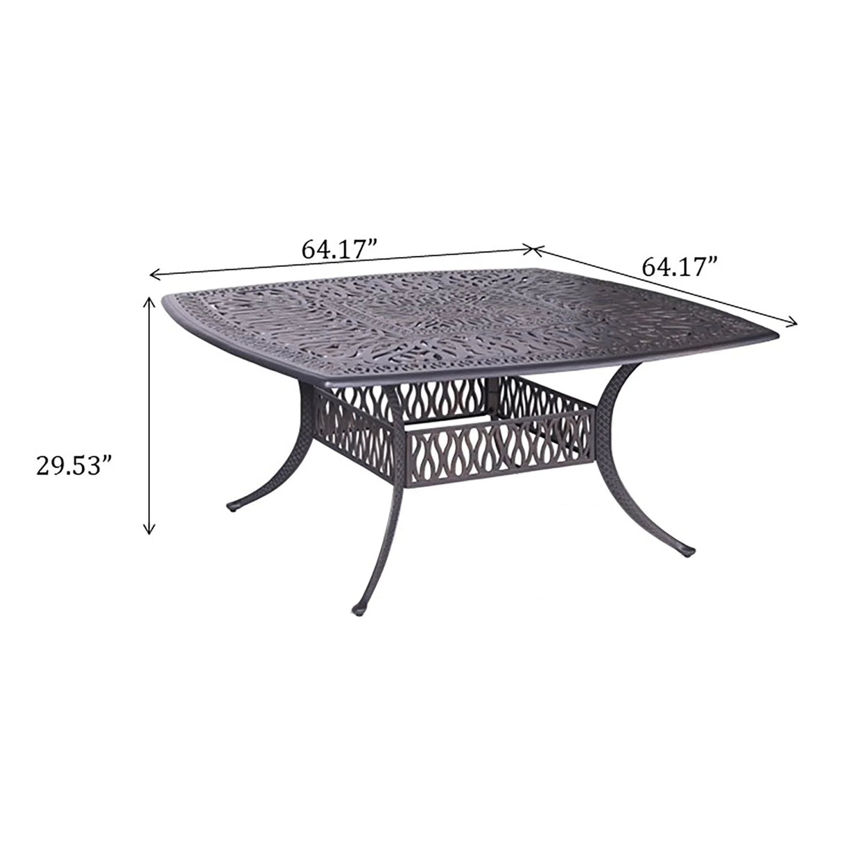 Square 8 Person 64" Long Aluminum Dining Set With Cushions - Furniture Home Direct