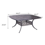 Square 8 Person 64" Long Aluminum Dining Set With Cushions - Furniture Home Direct