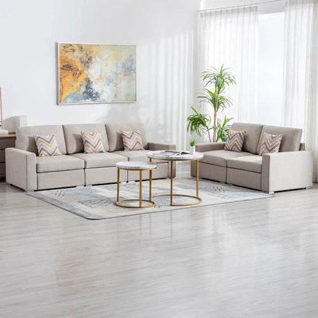 Nolan - Linen Fabric Sofa And Loveseat Living Room With Pillows And Interchangeable Legs - Furniture Home Direct