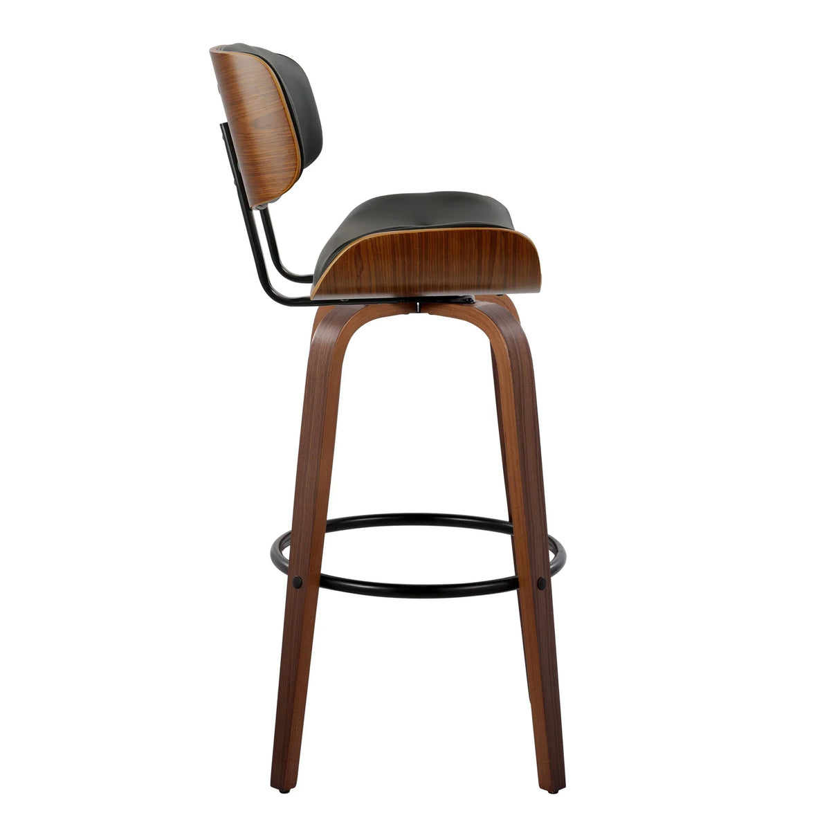 Lombardi - Mid-Century Modern Fixed Height Barstool With Swivel With Round Footrest (Set of 2) - Furniture Home Direct