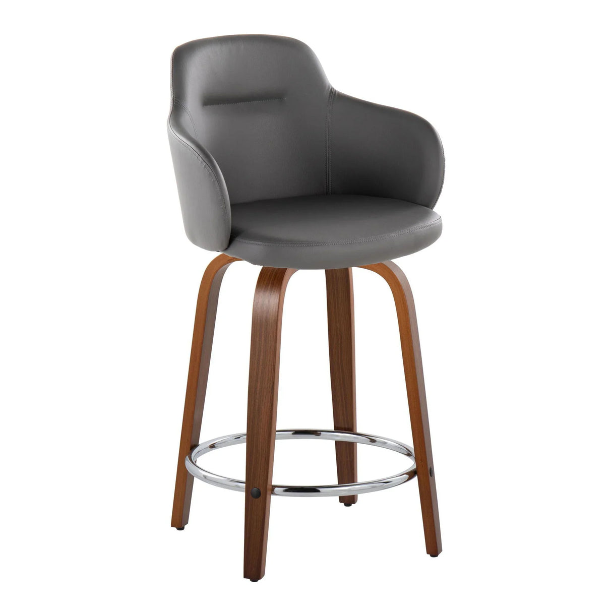 Boyne - Contemporary Fixed Height Counter Stool With Swivel With Round Footrest (Set of 2) - Furniture Home Direct