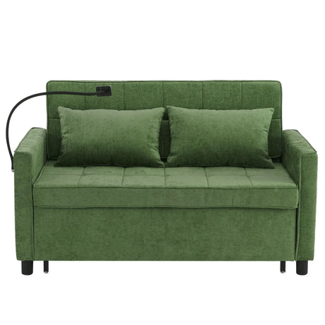 Loveseat Sofa Bed Sleeper With Reversible Backrest, Side Pockets, USB Ports, Phone Holder - Furniture Home Direct